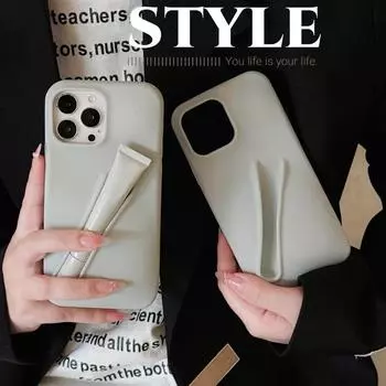 Мягкий силиконовый чехол для телефона с 3D блеском для губ и пазом для хранения iPhone 15 Pro Max 14 Plus 13 Pro 12 Mini 11 X XS XR 7 8 SE с держателем Capa For iPhone 11 серый