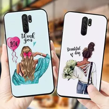 Мягкий силиконовый чехол для телефона с черным матовым рисунком и рисунком для IPhone Samsung Huawei Xiaomi Redmi 9T OPPO Vivo Xiaomi Redmi Note 8 Pro розовый