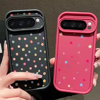 Мягкий силиконовый чехол для телефона с цветочным узором и звездами для Google Pixel 9 8 Pro Xl 8a, противоударный матовый защитный чехол для линз, устойчивый к падению, однотонный чехол Google Pixel 9 Pro XL чёрный