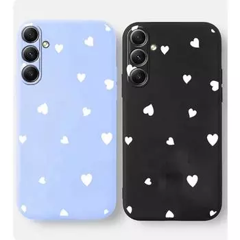 Мягкий силиконовый чехол для телефона с изображением пары сердец любви для Samsung Galaxy A55 A35 A34 A25 A15 A06 S23 S24 FE S25 M35 M34, защитный противоударный чехол для камеры Samsung Galaxy S9 Plus чёрный