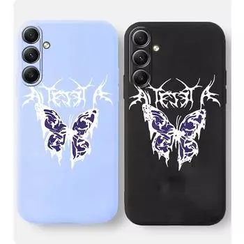 Мягкий силиконовый чехол для телефона с классным рисунком бабочки для Samsung Galaxy A55 A35 A34 A54 A15 S23 S24 FE S25 M35 M34, защитный противоударный чехол для камеры Samsung Galaxy S9 Plus чёрный