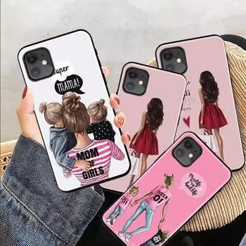 Мягкий силиконовый чехол для телефона с милым семейным узором для мамы и ребенка для IPhone Samsung A50 Huawei Xiaomi 11 Lite Huawei P Smart Z слоновая кость