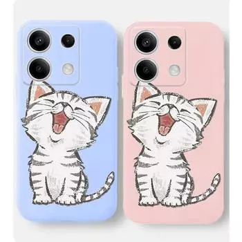 Мягкий силиконовый чехол для телефона с милым рисунком кота для Xiaomi Redmi Note 13 Pro 14C 13C 12C 11 10 9 8 7 A3 Poco C65 M6 Camera Защитный противоударный полный чехол Xiaomi Poco X3 чёрный