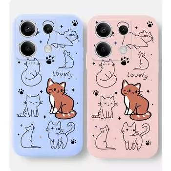 Мягкий силиконовый чехол для телефона с милым рисунком кота для Xiaomi Redmi Note 13 Pro 14C 13C 12C 11 10 9 8 7 Poco C65 X3 Pro Camera Защитный противоударный полный чехол Xiaomi Poco X3 чёрный