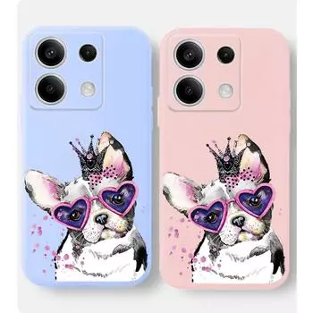 Мягкий силиконовый чехол для телефона с милым рисунком бульдога для Xiaomi Redmi Note 13 Pro 14C 13C 12C 11 10 9 Poco C65 X3 Pro Camera Защитный противоударный полный чехол Xiaomi Poco X3 чёрный