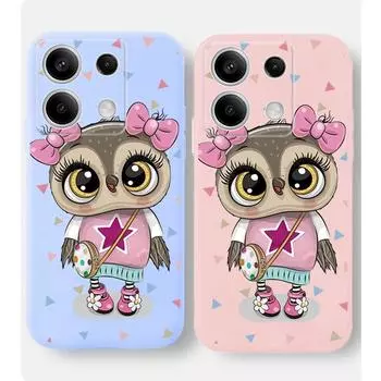 Мягкий силиконовый чехол для телефона с милым рисунком совы для Xiaomi Redmi Note 13 Pro 14C 13C 12 11 10 9 8 7 Poco C65 X3 Pro Camera Защитный противоударный полный чехол Xiaomi Poco X3 чёрный