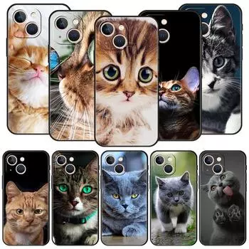 Мягкий силиконовый чехол для телефона с милыми кошками и героями мультфильмов для iPhone 11 12 13 15 14 Pro Max X XR XS 7 8 Plus SE 2020, роскошный черный чехол Funda iPhone 15