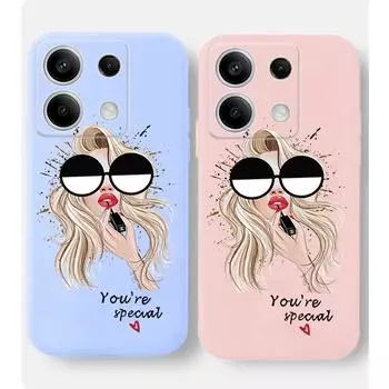 Мягкий силиконовый чехол для телефона с модным рисунком для девушек Xiaomi Redmi Note 13 Pro 14C 13C 12C 11 10 9 8 7 Poco C65 M6 Camera Защитный противоударный полный чехол Xiaomi Poco X3 чёрный