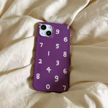 Мягкий силиконовый чехол для телефона с номером Ins, фиолетовый Imd, для Iphone 11 12 Promax 13promax 14 Pro Max Plus, защитная задняя крышка, капа for iphone 11PROMAX