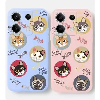 Мягкий силиконовый чехол для телефона с рисунком мультяшного кота для Xiaomi Redmi Note 13 Pro 14C 13C 12C 11 10 9 8 A3 Poco C65 Camera Защитный противоударный полный чехол Xiaomi Poco X3 чёрный