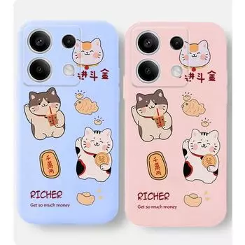 Мягкий силиконовый чехол для телефона с рисунком кота для Xiaomi Redmi Note 13 Pro 14C 13C 12C 11 10 9 A3 Poco C65 M6 Camera Защитный противоударный полный чехол Xiaomi Poco X3 чёрный