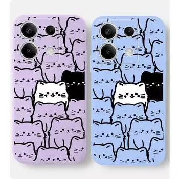 Мягкий силиконовый чехол для телефона с рисунком пары кошек для Xiaomi Redmi Note 13 Pro 14C 13C 12C 11 10 9 8 7 Poco C65 M6 Camera Защитный противоударный полный чехол Xiaomi Poco X3 чёрный