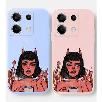 Мягкий силиконовый чехол для телефона с рисунком девушек-дьяволов для Xiaomi Redmi Note 13 Pro 14C 13C 12C 11 10 9 8 7 Poco C65 M6 Camera Защитный противоударный полный чехол Redmi 13R белый