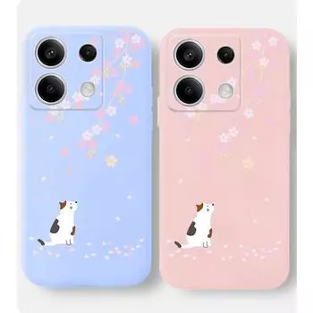 Мягкий силиконовый чехол для телефона с рисунком цветов и кошек для Xiaomi Redmi Note 13 Pro 14C 13C 12C 11 10 9 8 7 Poco C65 M6 Camera Защитный противоударный полный чехол Xiaomi Poco X3 чёрный