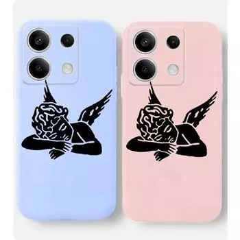 Мягкий силиконовый чехол для телефона с рисунком ангела Wng для Xiaomi Redmi Note 13 Pro 14C 13C 12C 11 10 9 8 Poco C65 X3 Pro Camera Защитный противоударный полный чехол Xiaomi Poco X3 чёрный