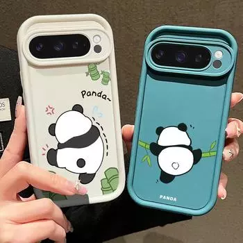 Мягкий силиконовый чехол для телефона с рисунком безголовой панды для Google Pixel 9 8 Pro Xl 8a, противоударный матовый защитный чехол для линз, устойчивый к падениям, однотонный чехол Google Pixel 9 чёрный