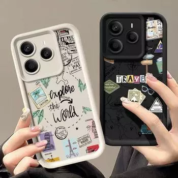 Мягкий силиконовый чехол для телефона с рисунком таблички и примечания для Xiaomi 14T Pro 13T Poco X7 F6 Pro X6 Redmi Note 14 Pro 13 12 11, противоударный матовый чехол-бампер из ТПУ Redmi Note 14 5G чёрный/серый