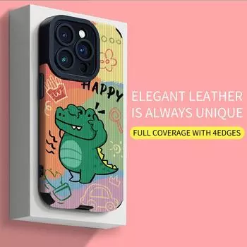 Мягкий силиконовый чехол для телефона с вертикальным зернистым рисунком и мультяшным принтом, задняя крышка с объективом камеры, полная защита для iPhone iPhone 15 Pro Max