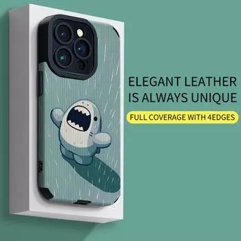 Мягкий силиконовый чехол для телефона с вертикальным лицевым покрытием и милыми животными, акулой и малышом, задняя крышка с объективом камеры, полная защита для iPhone iPhone 15 Pro Max