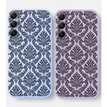 Мягкий силиконовый чехол для телефона с винтажным цветочным узором для Samsung Galaxy A55 A35 A34 A54 A15 S23 S24 FE S25 M35 M34, защитный противоударный чехол для камеры Samsung Galaxy S9 Plus белый