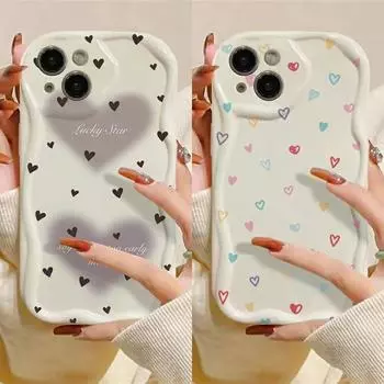 Мягкий силиконовый чехол для телефона с волнистым сердечком для IPhone 15 Pro Max 14 11 13 12 Mini XR 6s 6 8 7 Plus X XS SE Fundas Case Iphone 15 Pro