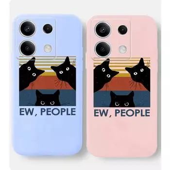 Мягкий силиконовый чехол для телефона с забавным рисунком кота для Xiaomi Redmi Note 13 Pro 14C 13C 12C 11 10 9 8 A3 Poco C65 M6 Camera Защитный противоударный полный чехол Xiaomi Poco X3 чёрный