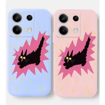 Мягкий силиконовый чехол для телефона с забавным рисунком кота для Xiaomi Redmi Note 13 Pro 14C 13C 12C 11 10 9 8 Poco C65 X3 Pro Camera Защитный противоударный полный чехол Xiaomi Poco X3 чёрный