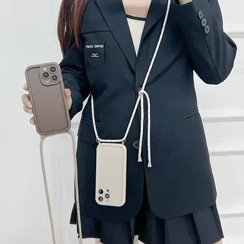 Мягкий силиконовый чехол для телефона со шнурком для Iphone 15 Pro Max 14 Pro 13 12 11, противоударный однотонный чехол для телефона через плечо iPhone 15 красный