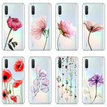 Мягкий силиконовый чехол для телефона Xiaomi Mi A3 9 SE, розовый, красный, с цветочным принтом, эстетичным листом, для Xiaomi Mi 8 9T PRO Mi 8 Pro