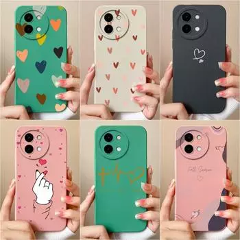 Мягкий силиконовый чехол для Vivo Y38 Y03 Y200i T3x Y28 4G 5G чехол для телефона Высококачественный роскошный чехол с сердечком для экрана Красивые бамперы для Vivo Shell Vivo Y03