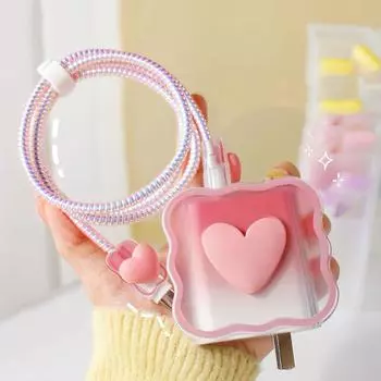 Мягкий силиконовый чехол для зарядного устройства с 3D градиентом цвета для Iphone 14 13 Pro 18 Вт 20 Вт, защитный рукав для головки зарядного устройства, защитный чехол для кабеля чёрный