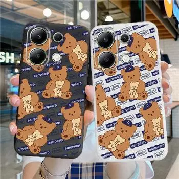 Мягкий силиконовый чехол Fashion Bear для Xiaomi Redmi Note 13 Pro 14C Samsung A55 S24 FE S25 A06 A16 iPhone 15 Huawei Honor Realme противоударный чехол для телефона Samsung Galaxy S9 Plus чёрный