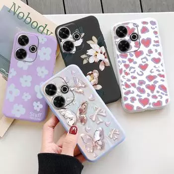 Мягкий силиконовый чехол Flower Butterfly для Samsung A55 M35 Redmi Note 13 Pro 13C 14 Xiaomi Poco C65 iPhone Huawei Honor 200 Realme Camera Противоударный чехол Samsung Galaxy S9 Plus фиолетовый