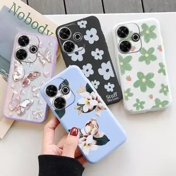 Мягкий силиконовый чехол Flower Butterfly для Samsung A55 M35 Redmi Note 13 Pro 13C 14 Xiaomi Poco C65 iPhone Huawei Honor 200 Realme Camera Противоударный чехол Samsung Galaxy S9 Plus фиолетовый
