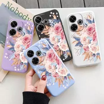 Мягкий силиконовый чехол Flower для Redmi Note 13 Pro 13C 14 Poco C65 Samsung A55 M35 S24 Xiaomi iPhone 15 Huawei Honor 200 Realme 8 Camera Противоударный чехол Samsung Galaxy S9 Plus фиолетовый