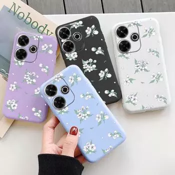 Мягкий силиконовый чехол Flower для Xiaomi Redmi Note 13 Pro 13C 14 Poco C65 Samsung A55 A35 M35 S24 iPhone Huawei Honor 200 Realme Camera противоударный чехол Samsung Galaxy S9 Plus фиолетовый
