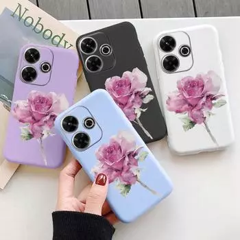 Мягкий силиконовый чехол Flower Leaf для Redmi Note 13 Pro 13C 14 Poco C65 Samsung A55 M35 S24 Xiaomi iPhone Huawei Honor 200 Realme Camera Противоударный чехол Samsung Galaxy S9 Plus фиолетовый