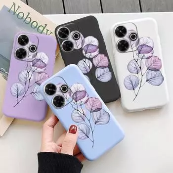 Мягкий силиконовый чехол Flower Leaf для Samsung A55 M35 S24 Xiaomi Redmi Note 13 Pro 13C 14 Poco C65 iPhone Huawei Honor 200 Realme Camera Противоударный чехол Samsung Galaxy S9 Plus фиолетовый
