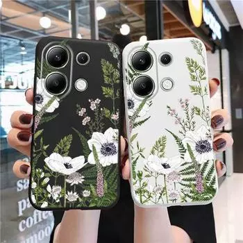 Мягкий силиконовый чехол Flower Leaf для Xiaomi Redmi Note 13 Pro 13C 14 Samsung A55 A35 A34 M35 S24 iPhone Huawei Honor 200 70 X7 Realme противоударный чехол Samsung Galaxy S9 Plus