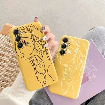 Мягкий силиконовый чехол Flower Line для Xiaomi Redmi Note 13 Pro 13C Poco M6 Pro Samsung A35 A55 A34 Huawei Honor Realme Camera Защитный противоударный чехол Samsung Galaxy S21 5G