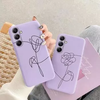 Мягкий силиконовый чехол Flower Line для Xiaomi Redmi Note 13 Pro 13C Poco C65 Samsung A35 A55 M35 Huawei Honor 200 iPhone Camera Защитный противоударный чехол Samsung Galaxy S20