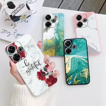 Мягкий силиконовый чехол Flower Marble для Xiaomi Redmi Note 13 Pro 13C Samsung A35 A55 M35 M34 iPhone Huawei Honor 200 Camera Защитный противоударный чехол Samsung Galaxy S20 синий