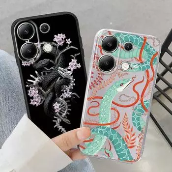 Мягкий силиконовый чехол Flower Snake для Xiaomi Redmi Note 13 Pro 14C Samsung A55 S24 FE S25 iPhone Huawei Honor Realme защитный противоударный чехол для телефона Samsung Galaxy S9 Plus