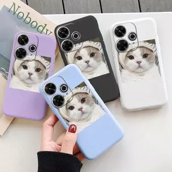 Мягкий силиконовый чехол Funny Cat для Redmi Note 13 Pro 13C 14 Poco C65 Samsung A55 M35 S24 Xiaomi iPhone Huawei Honor 200 Realme 9 Camera Противоударный чехол Samsung Galaxy S9 Plus фиолетовый