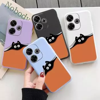 Мягкий силиконовый чехол Funny Cat для Samsung A55 A35 M35 S24 Xiaomi Redmi Note 13 Pro 13C 14 Poco C65 iPhone Huawei Honor Realme 9 Camera Противоударный чехол Samsung Galaxy S9 Plus фиолетовый