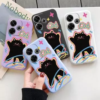 Мягкий силиконовый чехол Funny Cat для Samsung A55 M35 S24 Xiaomi Redmi Note 13 Pro 13C 14 Poco C65 iPhone Huawei Honor 200 Realme 9 Camera Противоударный чехол Samsung Galaxy S9 Plus фиолетовый