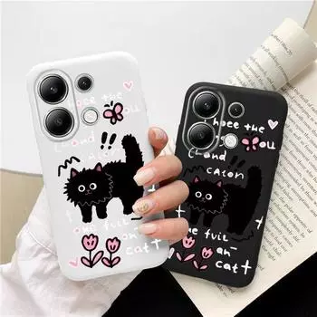 Мягкий силиконовый чехол Funny Cat для Xiaomi Redmi Note 13 Pro 14C 15 Samsung A55 S24 FE S25 iPhone Huawei Honor Realme Camera Защитный противоударный чехол Samsung Galaxy S9 Plus