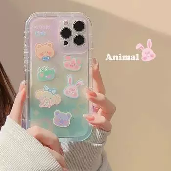 Мягкий силиконовый чехол Happy Cartoon Animal Koala Cute Elephant Pig Bear Rabbit для Iphone 14 Plus 11 12 13 Pro Max, чехол для телефона For iphone 13