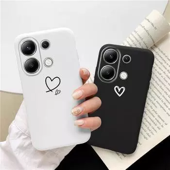 Мягкий силиконовый чехол Heart Line для Xiaomi Redmi Note 13 Pro 14C Samsung A55 S24 FE S25 A16 M35 iPhone Huawei Honor Realme противоударный чехол для телефона Samsung Galaxy S9 Plus чёрный