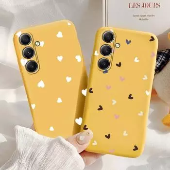 Мягкий силиконовый чехол Heart Yellow для Xiaomi Redmi Note 13 Pro 13C Poco M6 Samsung A35 A55 M35 S24 Huawei Honor Realme Camera Защитный противоударный чехол Samsung Galaxy S21 5G